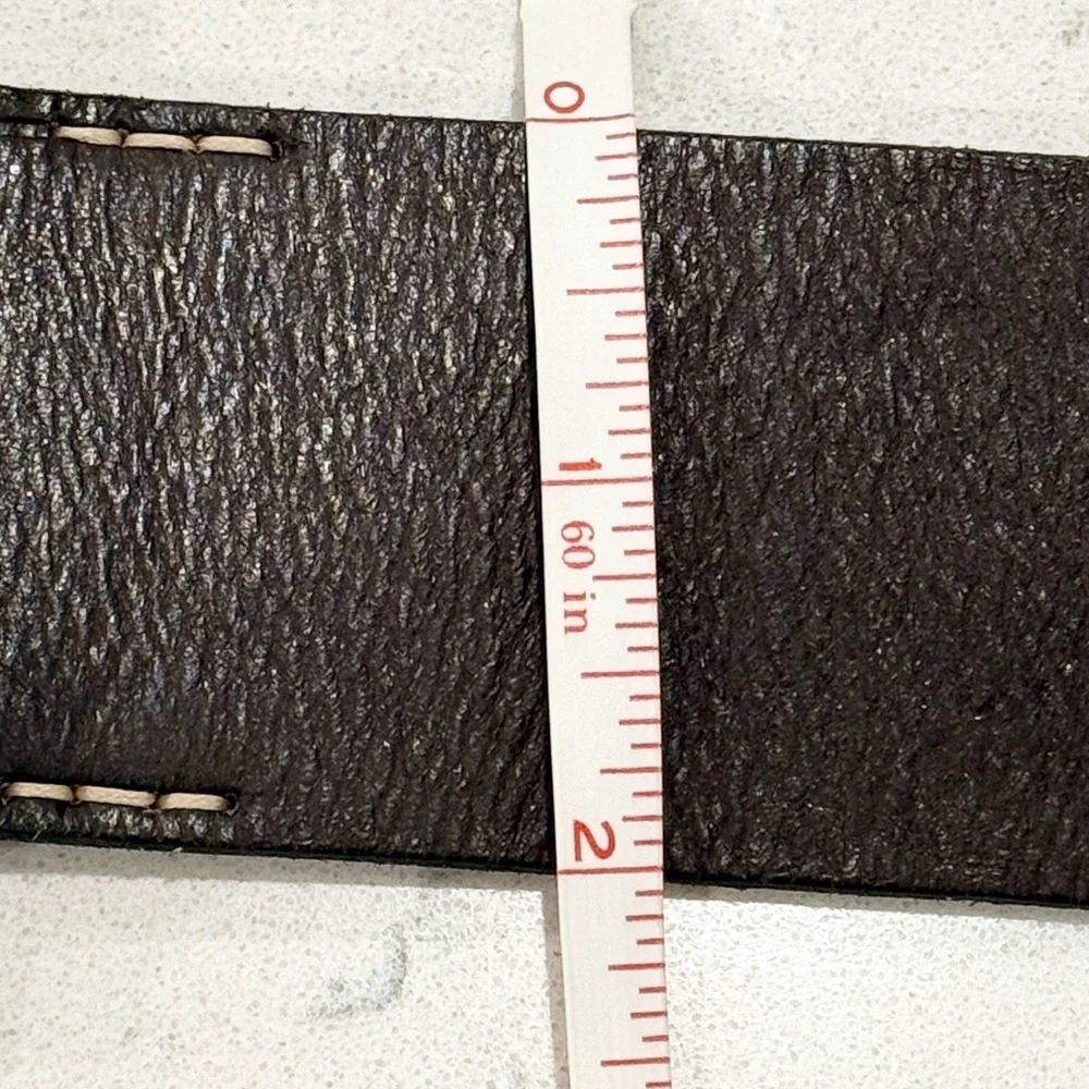 POLO Ralph Lauren Brown Vachetta Leather Square-Buckle Wide Belt, Size Large